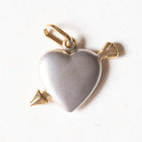 Vintage Herzanhänger aus 18 Karat Gelb- und Weißgold, 70er Jahre