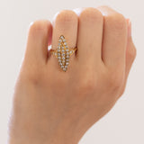 Anello a navette vintage in oro 18K con diamanti (1ctw ca.), anni ‘70