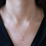 Vintage 9K Weißgold Halskette mit 9K Weißgold Anhänger mit Diamanten, 80er / 90er Jahre