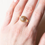 Vintage Diamantring aus 18 Karat Gelb- und Weißgold (Mitte ca. 0.10 Karat), 40er Jahre