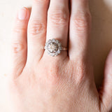 Vintage Daisy Ring aus 18 Karat Weißgold & Platindiamant (ca. 0.86 Karat), 60er