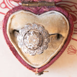 Vintage Daisy Ring aus 18 Karat Weißgold & Platindiamant (ca. 0.86 Karat), 60er