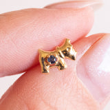 Vintage Schnauzer Hundeohrringe aus 18 Karat Gelbgold mit blauem Topas, 70er Jahre