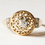 Vintage Diamantring aus 18 Karat Gelb- und Weißgold (Mitte ca. 0.10 Karat), 40er Jahre