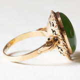 Vintage 9K Gelbgold Ring mit grüner Jade, 60er/70er Jahre