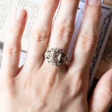 Art Nouveau ring in 14K gold and silver with rosette cut diamonds, 1920s