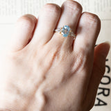 Vintage 18K gold ring with synthetic blue spinel and white stones, 1980s