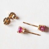 Vintage 18K Gold Ruby Earrings, 70s