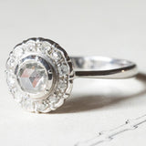 Vintage Gänseblümchenring aus 18 Karat Weißgold mit Diamanten (ca. 0.79 ctw), 50er Jahre