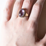 Vintage 8K gold cocktail ring with cabochon cut amethyst, 1950s / 1960s