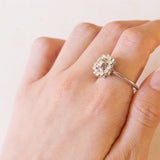 Bague marguerite vintage en or blanc 18 carats avec diamants (env. 0,80 ct), 1960