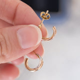Vintage 14K yellow, white and rose gold earrings, 80s