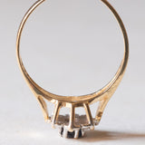 Vintage 14 Karat Gelb- und Weißgold mit Saphir (ca. 0.35 ct) und Diamanten (ca. 0.08 ctw), Gänseblümchenring, 50er/60er Jahre