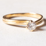 Solitaire vintage en or 18 carats avec diamant taillé en brillant (env. 0.22 ct), années 60