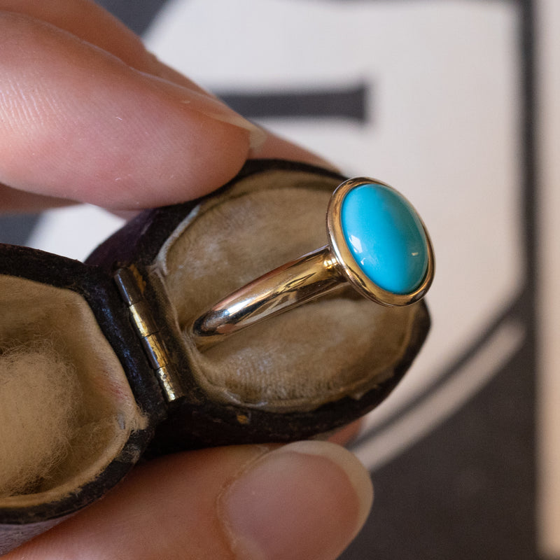 Vintage 9K gold ring with turquoise paste, 60s / 70s