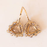 Vintage Ohrringe aus 9 Karat Gold mit Rauchquarz und lila Iolithen, 80er Jahre