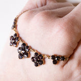 Collana vintage in oro 8K con granati, anni ‘50/‘60