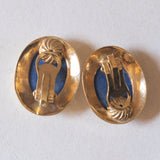Vintage 18K Yellow Gold Lapis Lazuli Earrings, 60s