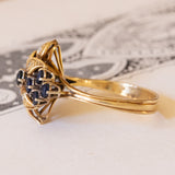 Vintage 18K gold ring with sapphires and diamonds, 70s