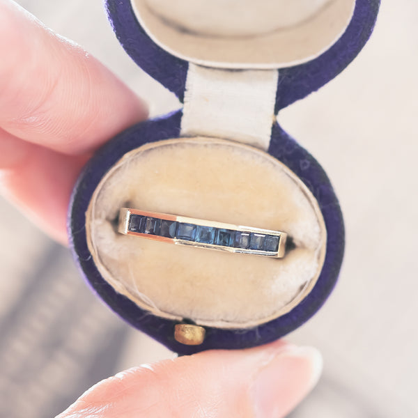 Anello vintage in oro 14K con zaffiri, anni ‘70