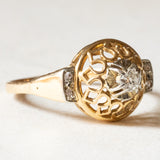 Vintage Diamantring aus 18 Karat Gelb- und Weißgold (Mitte ca. 0.10 Karat), 40er Jahre