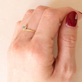 Vintage Ring aus 18 Karat Gelbgold und Weißgold mit Smaragd, 60er/70er Jahre