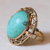 8K gold ring with turquoise, 1940s