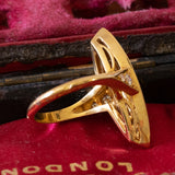 Anello a navette vintage in oro 18K con diamanti (1ctw ca.), anni ‘70