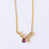 Vintage necklace in 18K gold with ruby and diamonds (0.08ctw approx.), 70s / 80s
