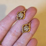 Antique 14K gold earrings with mother of pearl and glass paste, early 1900s