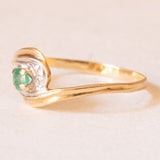 Vintage Ring aus 18 Karat Gelbgold und Weißgold mit Smaragd, 60er/70er Jahre