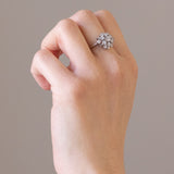 Vintage Gänseblümchenring aus Platin mit Diamanten (ca. 0.75 ctw), 60er