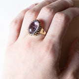 Vintage 8K gold cocktail ring with cabochon cut amethyst, 1950s / 1960s