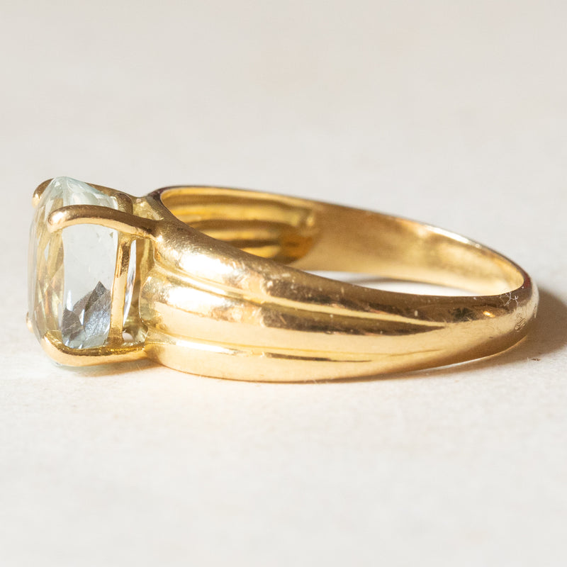 Anello vintage in oro giallo 18K con acquamarina (1.80ct ca.), anni ‘50/‘60