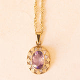 Vintage Collier mit 8K Gelbgold Kette und 8K Gelbgold Anhänger mit Amethyst (ca. 2.50ct), 60er/70er Jahre