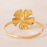 Anello vintage in oro giallo 18K a forma di fiore, anni ‘70/‘80