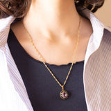 Vintage Collier mit 8K Gelbgold Kette und 8K Gelbgold Anhänger mit Amethyst (ca. 2.50ct), 60er/70er Jahre