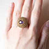 Vintage 8K Gold Patch Ring mit Amethyst (ca. 1.10 ct) und Peridots (ca. 1.50 ctw), 70er Jahre