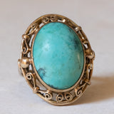 8K gold ring with turquoise, 1940s