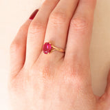 Vintage Solitärring in 18K Gelbgold mit synthetischem Rubin (ca. 2ct), 50er/60er Jahre