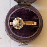 Antique solitaire in 18K gold and silver with brilliant cut diamond (approx. 0.07 ct), 30s / 40s