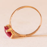 Vintage Solitärring in 18K Gelbgold mit synthetischem Rubin (ca. 2ct), 50er/60er Jahre