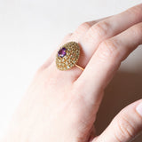 Vintage 8K Gold Patch Ring mit Amethyst (ca. 1.10 ct) und Peridots (ca. 1.50 ctw), 70er Jahre