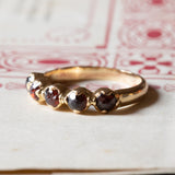 🥀 Veretta vintage in oro 18K con granati, anni ‘40/‘50