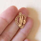 Vintage heart pendant in 10K gold with letter M, 50s / 60s