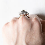 Vintage Antik Stil 18 Karat Gelbgold und Silber Rosettenschliff Saphir und Diamant Gänseblümchen Ring