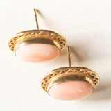 Boucles d'oreilles vintage en or 18 carats avec coraux roses, années 50/60