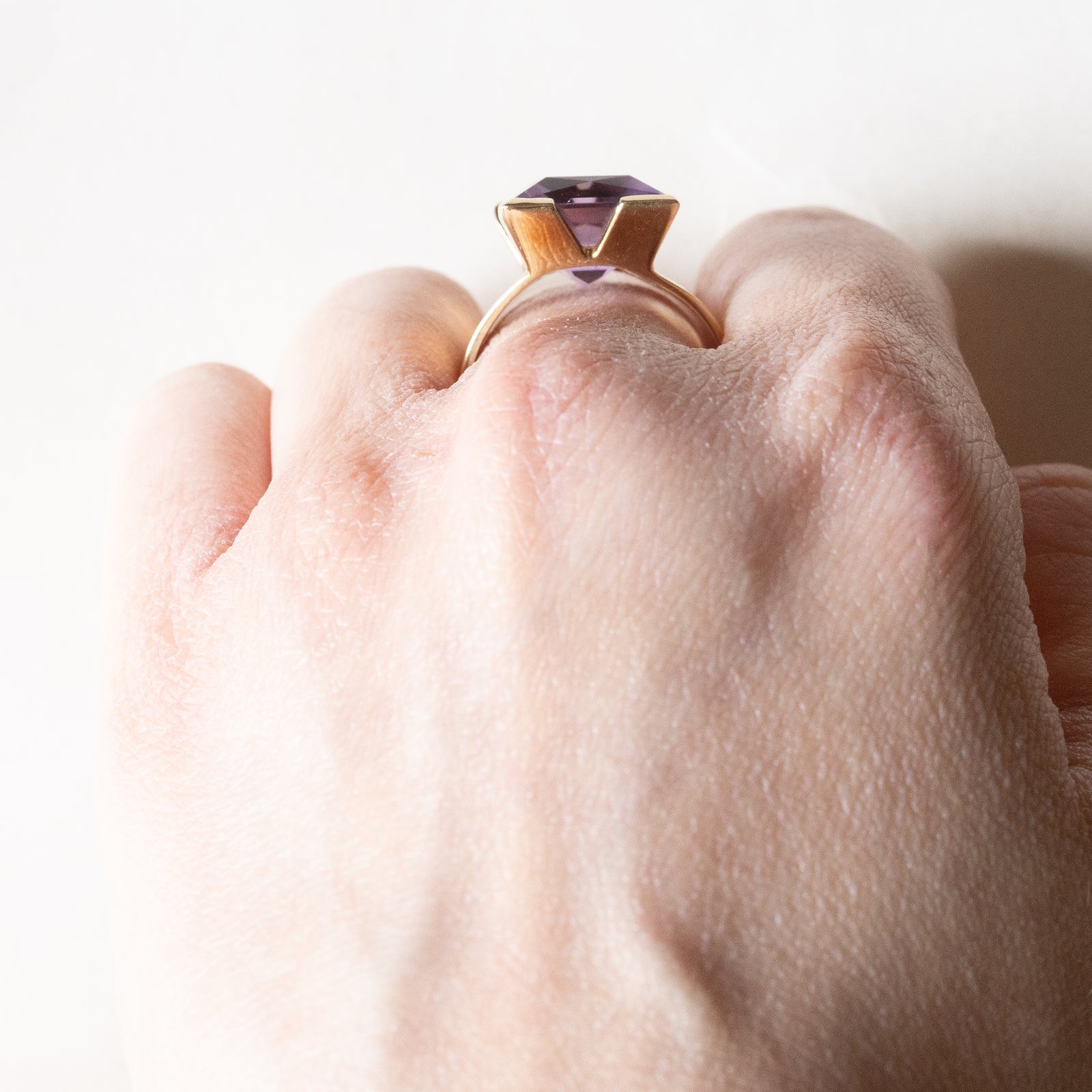 Anello Regolabile In Ametista Naturale Certificata – 7,25 Ratti (6,60 Carati) In Ottone, Per Uomo E Donna, Gioiello Astrologico Saturno