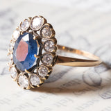 Vintage Ring aus 18 Karat Gold mit Saphiren (ca. 1.90 ctw) und Diamanten (ca. 1.30 ctw), 70er Jahre