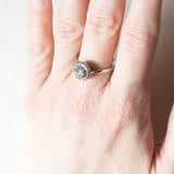 Vintage Gänseblümchenring aus 18 Karat Weißgold mit Diamanten (ca. 0.86 ctw), 70er Jahre